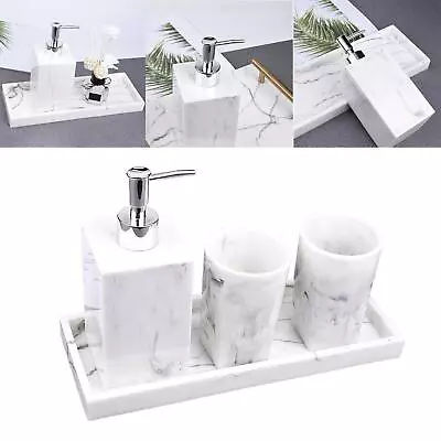 Bathroom Accessories Set Lotion Dispenser Mouthwash Cup Marble Texture Bath Kit • $86.20