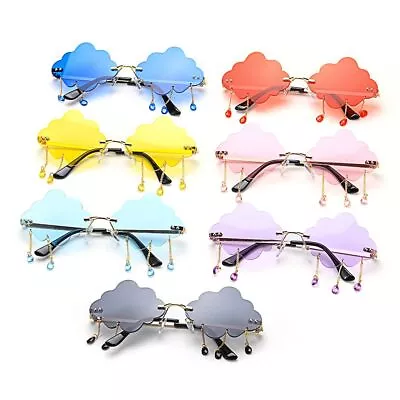 Disco Glasses Steampunk Sunglasses Clouds Tassel Sunglasses Rimless Sunglasses • $15.39