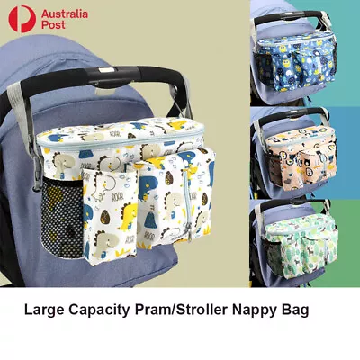 Baby Pram Nappy Bag Stroller Nursery Organizer Pouch Milk Bottle Waterproof Cute • $15