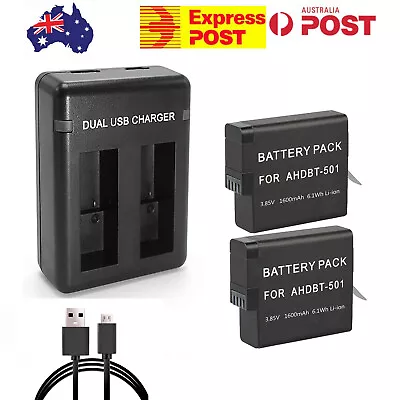 New For GoPro Hero 8 7 6 5 High Quality Battery Dual USB Charger Black Kit Set • $19.97