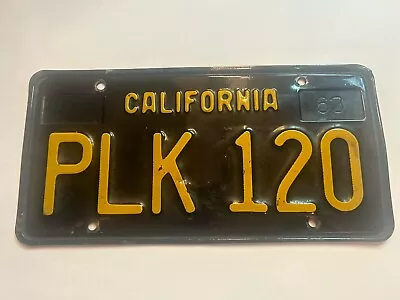 California Vintage Yellow On Black 1963 Vehicle License Plate No. PLK 120 • $27.90