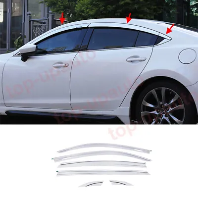 For 2014-2021 Mazda 6 Chrome Door Window Visor Vent Shades Sun Rain Guard 6PCS • $145.18