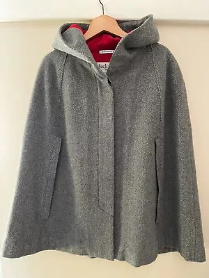 Jack Wills Ladies Grey Cape Size UK8-10 Herringbone Tweed Hooded Sleeveless • £50