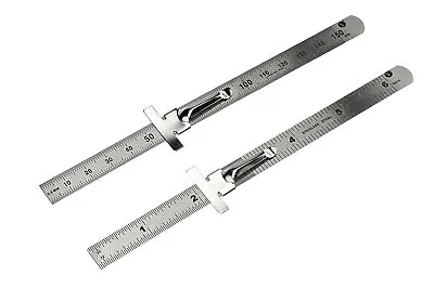 2pc 6  Stainless Steel Measuring Ruler & Detachable Clip Metric & SAE 1/2  Wide • $6.99