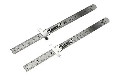 2pc 6  Stainless Steel Pocket Measuring Ruler With Clip Metric & SAE 1/2  Wide • $6.99