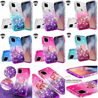 $7.98 • Buy For Apple IPhone 13 Pro Ring Liquid Glitter Phone Case Cover W/Tempered Glass