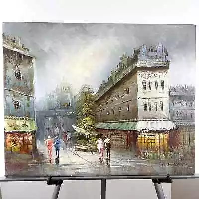 16x20 Original Signed Emerson Oil Painting On Canvas City People Italy • £42.17