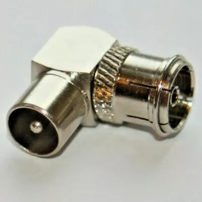 £4.96 • Buy 1 High Quality RF Right Angle Adapter Plug To Socket For TV Coax Aerial. Metal.