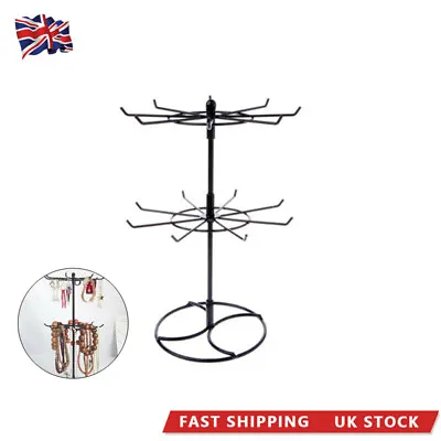 2Tier Metal Necklace Jewelry Rotating Earring Bracelet Display Stand Holder Home • £8.99