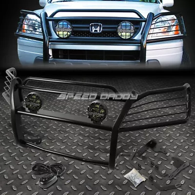 Black Brush Grille Guard+round Smoke Fog Light For 03-08 Honda Pilot Yf1/yf2 • $300.88