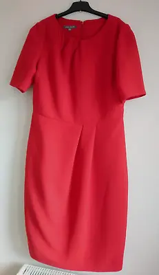 Laura Ashley Red Short Sleeved Shift Dress Ideal For Office Casual Size 14  • £17.99