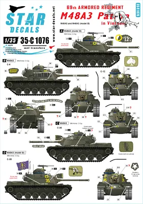 Star Decals 35-C1076 M48A3 Patton In Vietnam. 69th Armored Regiment. M48A31/35 • £9.99