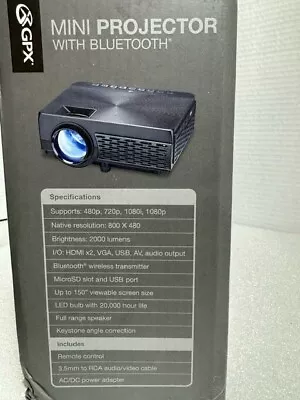 GPX LED Mini Projector 1080p HDMIx2 With Bluetooth 800x480 - Up To 150' Screen  • $17.99