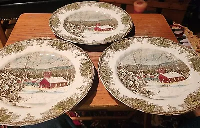 3 Johnson Brothers Friendly Village 9 7/8  Dinner Plates The School House Winter • $37