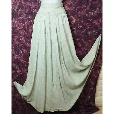 Vintage 50s-60s Floral Brocade Maxi Full-Circle Skirt XS Bias-cut Metal Zip Belt • $28.88