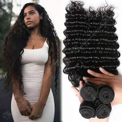 Deep Loose Wave 3Bundles Peruvian Virgin Human Hair Extensions Weave Sewing 300g • $265.33