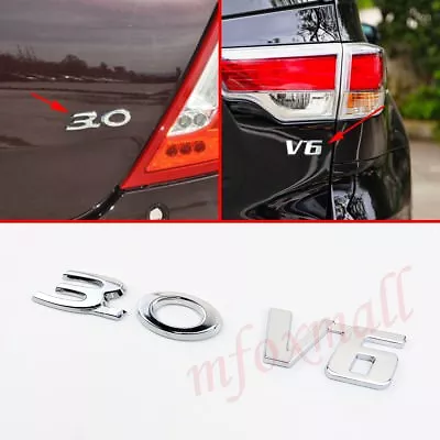 £8.05 • Buy Chrome Metal V6+3.0 Badge Emblem Logo 3D Sticker Decal Car Body Engine Trim 2pcs