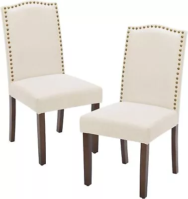 2pcs Upholstered Fabric Dining Chair Living Room Parsons Chair W/ Nailhead Trim • $109.99