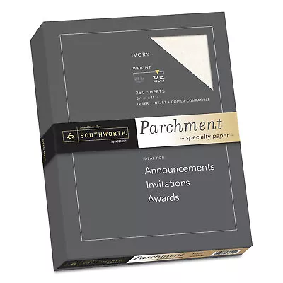 Parchment Specialty Paper 32 Lb Bond Weight 8.5 X 11 Ivory 250/Pack J988C • $47.12