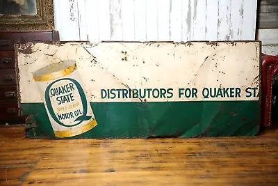 $947.19 • Buy Vintage Quaker State Motor Oil Sign Large Metal 7ft Long Advertising Gas Oil
