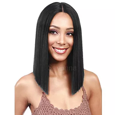 Women's Black Long Bob Synthetic Lace Front Wigs Natural Heat Resistant Glueless • $36.95