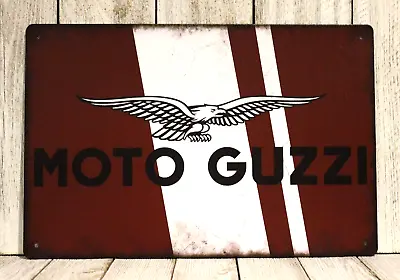 Moto Guzzi Tin Sign Metal Vintage Rustic Look Motorcycle Racing Italian Yz • $10.97