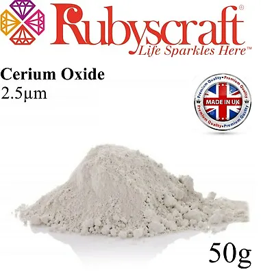 CERIUM OXIDE ~FASTER POLISHING~GLASS POLISHING~SCRATCH REMOVER 2.5μ 50g WHITE • £4.99