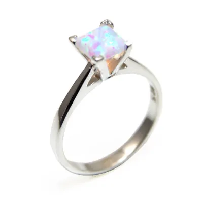 $90.56 • Buy Engagement Ring Princess Cut Unicorn Tear Opal  Sterling Silver 