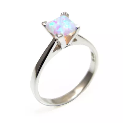 $90.56 • Buy Engagement Ring Princess Cut Unicorn Tear Opal  Sterling Silver 