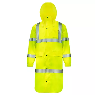 Safety Rain Coat Reflective Hi-Vis Raincoat Class 3 Type R W Hood S-5XL • $49.99