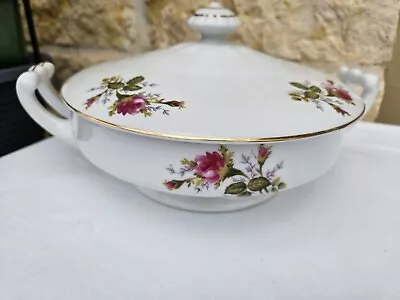Thames China Japan Moss Rose Serving Bowl Covered Round Double Handled Gold Trim • $45