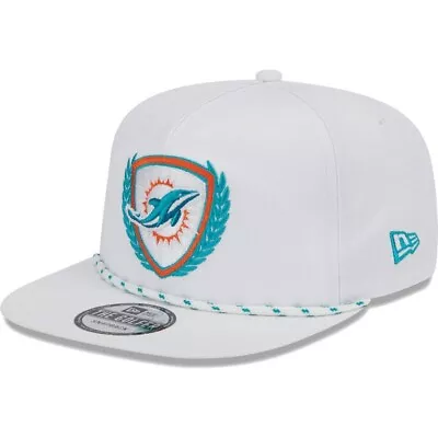 Men's New Era White Miami Dolphins Tee Golfer 9FIFTY Snapback Hat • £35