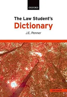 The Law Student's Dictionary By Penner J.E. Paperback Book The Cheap Fast Free • £3.49