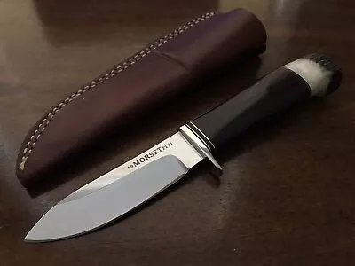 Vintage 1991 Morseth Fixed Blade Hunter Knife Wood + Stag Handle • $650