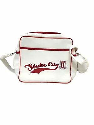 Stoke City Football Club Shoulder Flight Bag White Red Straps Faux Leather • £12.83