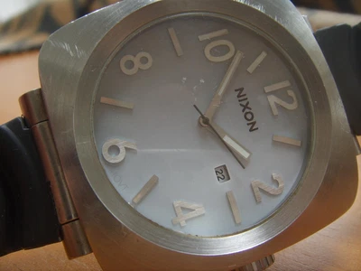 £57.99 • Buy Nixon Volta Used Large Heavy Steel Solar Charged Date Watch 9.5  Rubber Strap