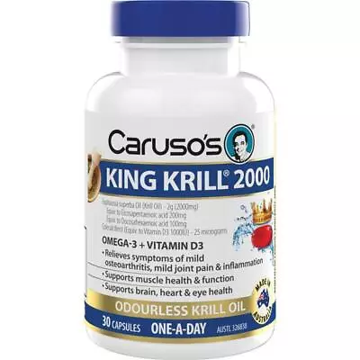 Carusos King Krill 2000mg + Vitamin D3 30 Capsules • $37.99