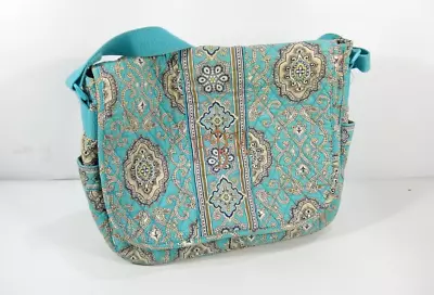 Vera Bradley Totally Turq Retired Spring 2010 Satchel Mail Bag Flap Buckle Close • $32.95