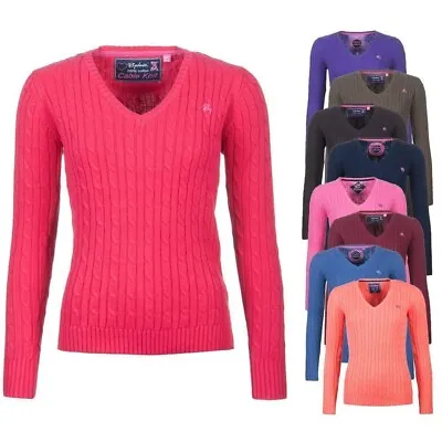 Rydale Ladies Chunky Cable Knit Motif Jumper Women's Knitted V Neck Sweatshirt • £29.99