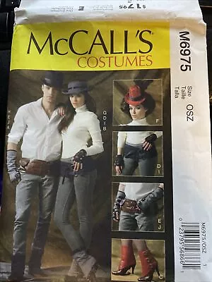 McCalls M6975 Steampunk Spats Gloves Cowboy Hat Belts Costume One Size Uncut • $7.99