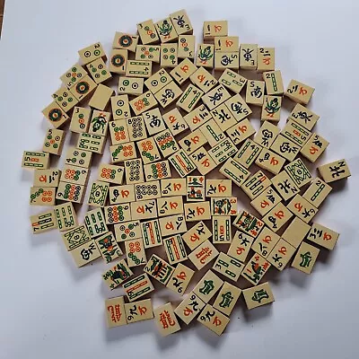 126 Vintage Antique Mahjong Mah Jongg Tiles Only Wood • $9.95