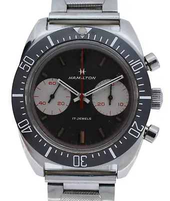 Vintage Men's 37mm Hamilton Big Eye 647001-03 Chrono-Diver Watch Valjoux 7733! • $1699.95