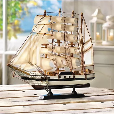 Passat Tall Ship 12  Wood Model Sailing Boat Statue Tabletop Home Decor Gift • $40.19