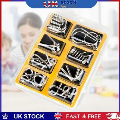 8pcs/Set Metal Puzzle Wire Mini Brain Teaser Trick Toy For Kids Adults Gift • £5.69