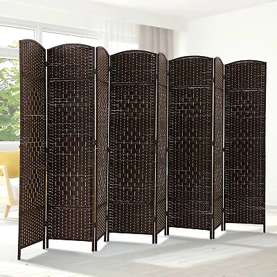 Wooden Screen 8 Panel Room Divider Folding Portable Privacy Partition Brown • $106.99