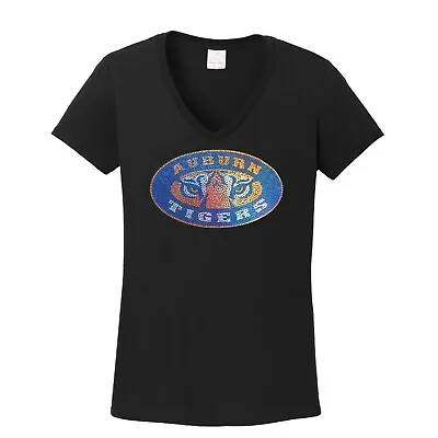 Women's Auburn Tigers V-neck T-Shirt Tee Bling Lady Lots Of Sparkle Ladies • $26.99