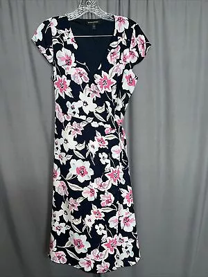BANANA REPUBLIC Multicolor Floral Print Short Sleeve Wrap Dress 10p • £16.06