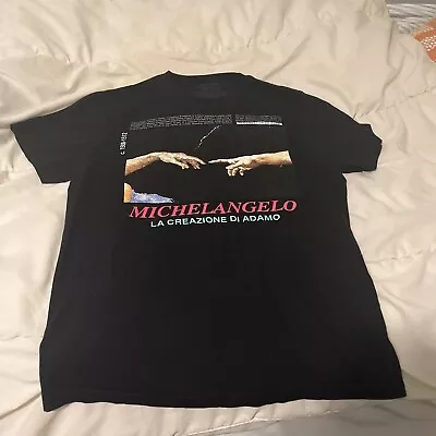 Men’s Black Michelangelo Hand Of God Artwork T-Shirt (Good) • $10