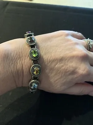 Doug Paulus DP Multi Gemstone Tennis Bracelet Sterling Silver 925 • $60