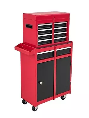 Metal Tool Cabinet Storage Box Chest With 5 Drawers Portable With Wheels • £89.99